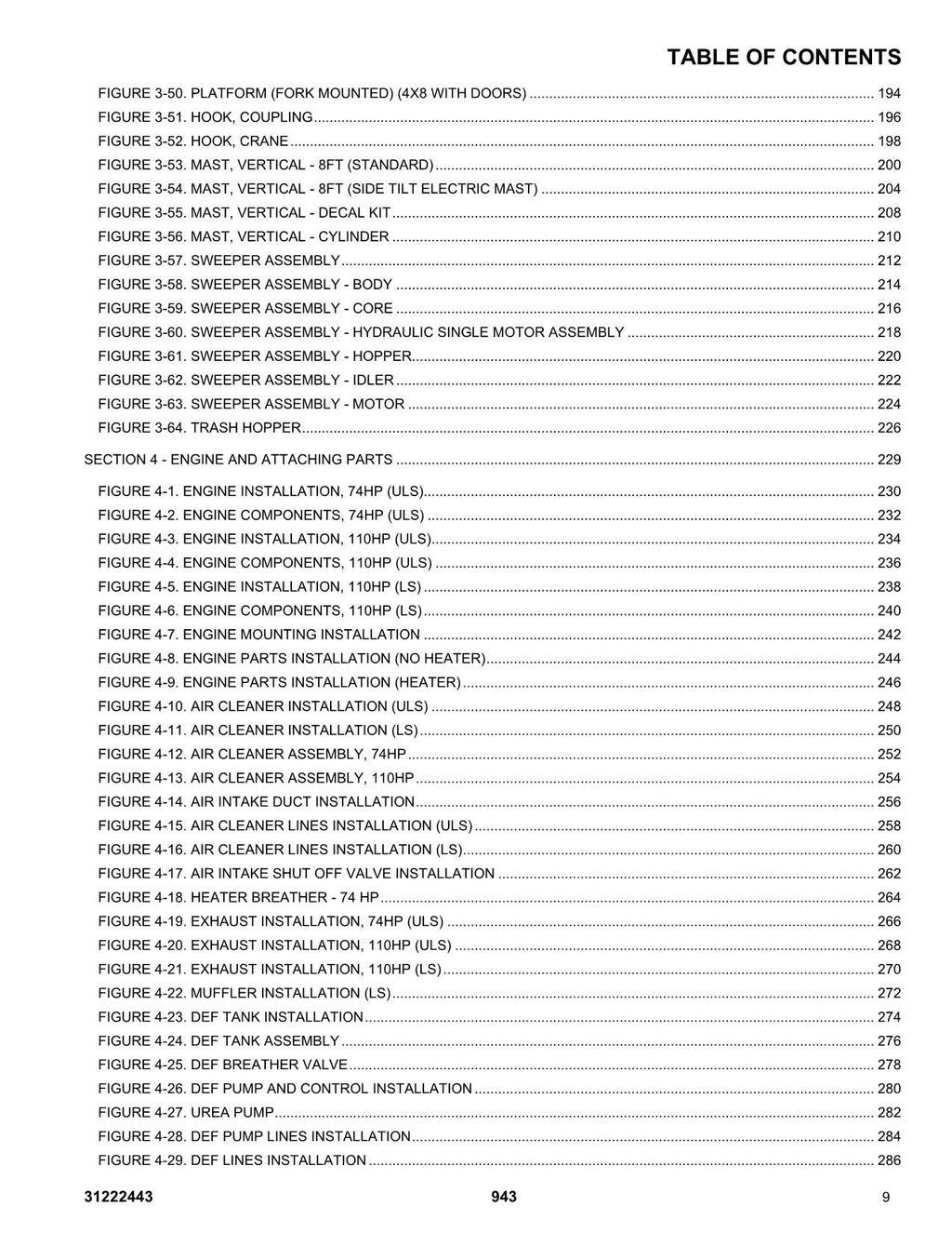 Manual del catálogo de piezas del manipulador telescópico JLG 943 31222443