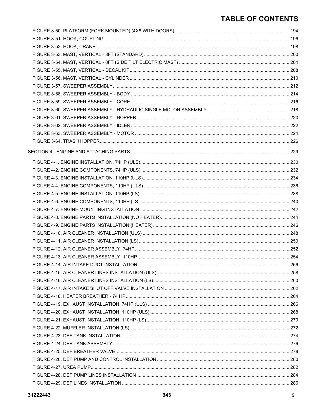 Manual del catálogo de piezas del manipulador telescópico JLG 943 31222443