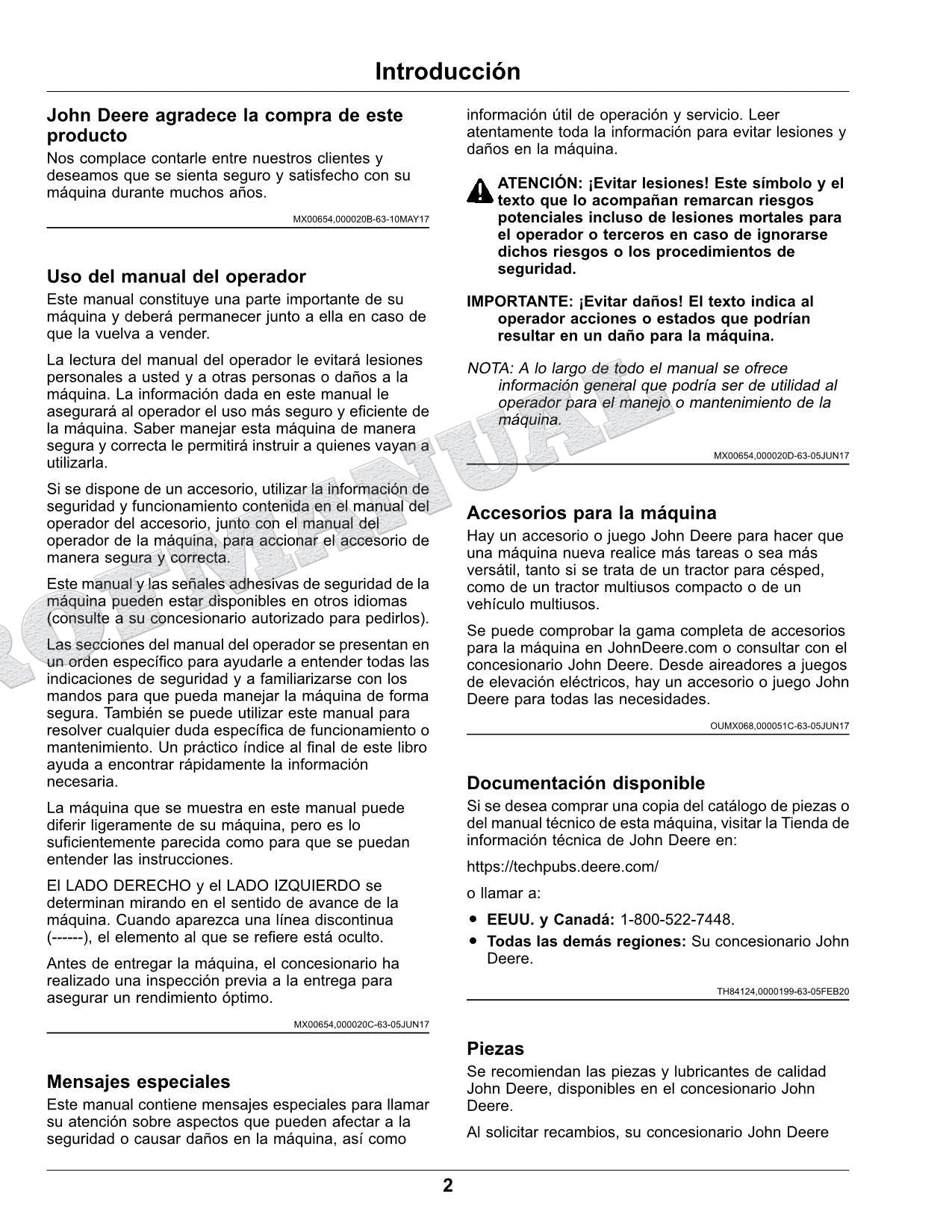 John Deere XUV825M S4 cocodrilo Manual del Operador Español SN 050001-
