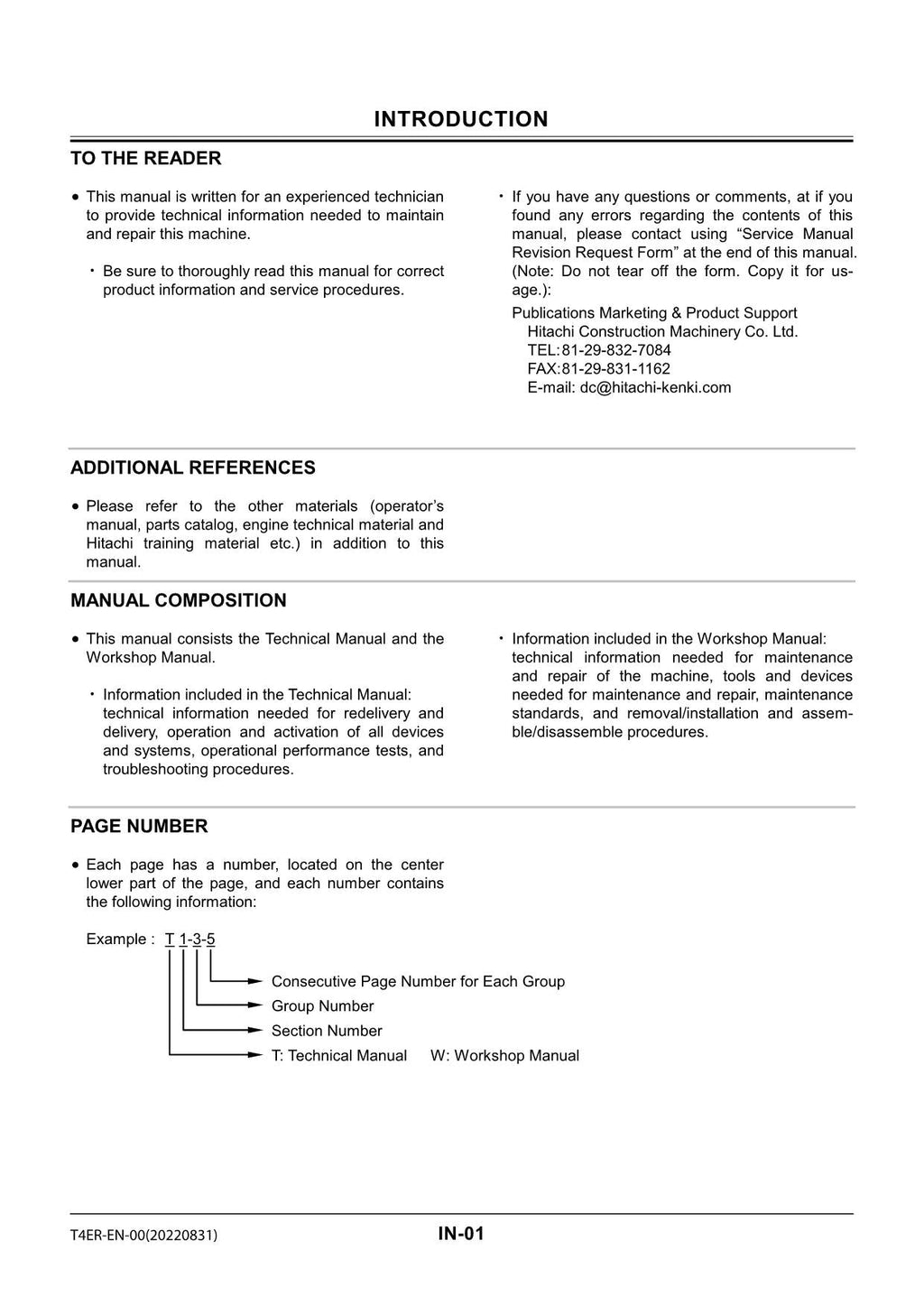 Hitachi ZW50 Wheel Loader Technical Manual