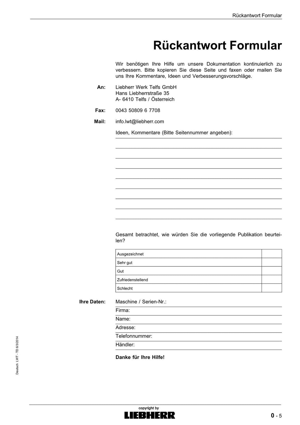 Liebherr PR744 Litronic Planierraupe Betriebsanleitung ser 13743