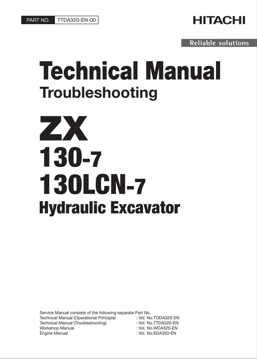 HITACHI ZX130-7 Excavator Troubleshooting Oceanian +Schematic Technical Manual
