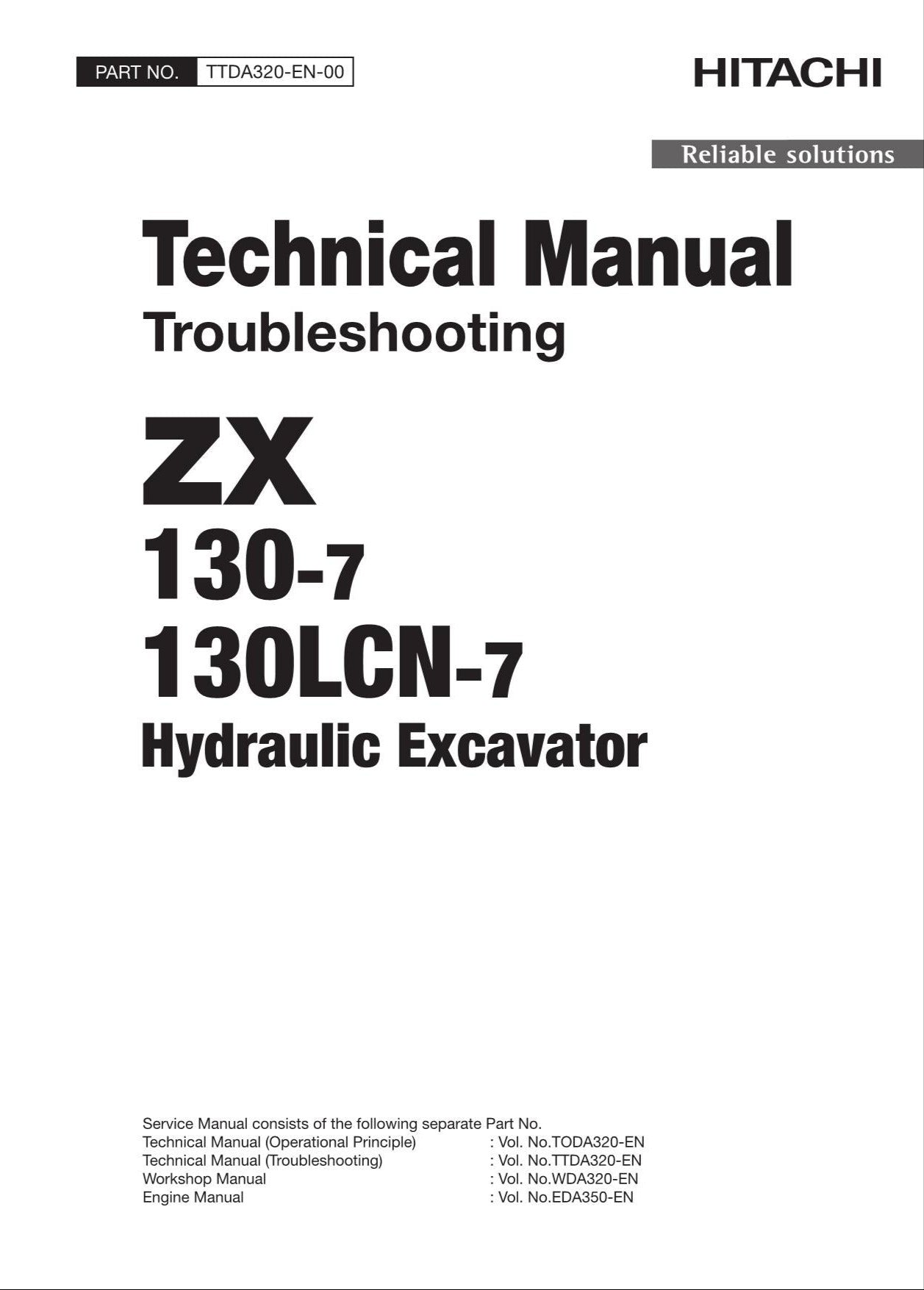 HITACHI ZX130-7 Excavator Troubleshooting Oceanian +Schematic Technical Manual