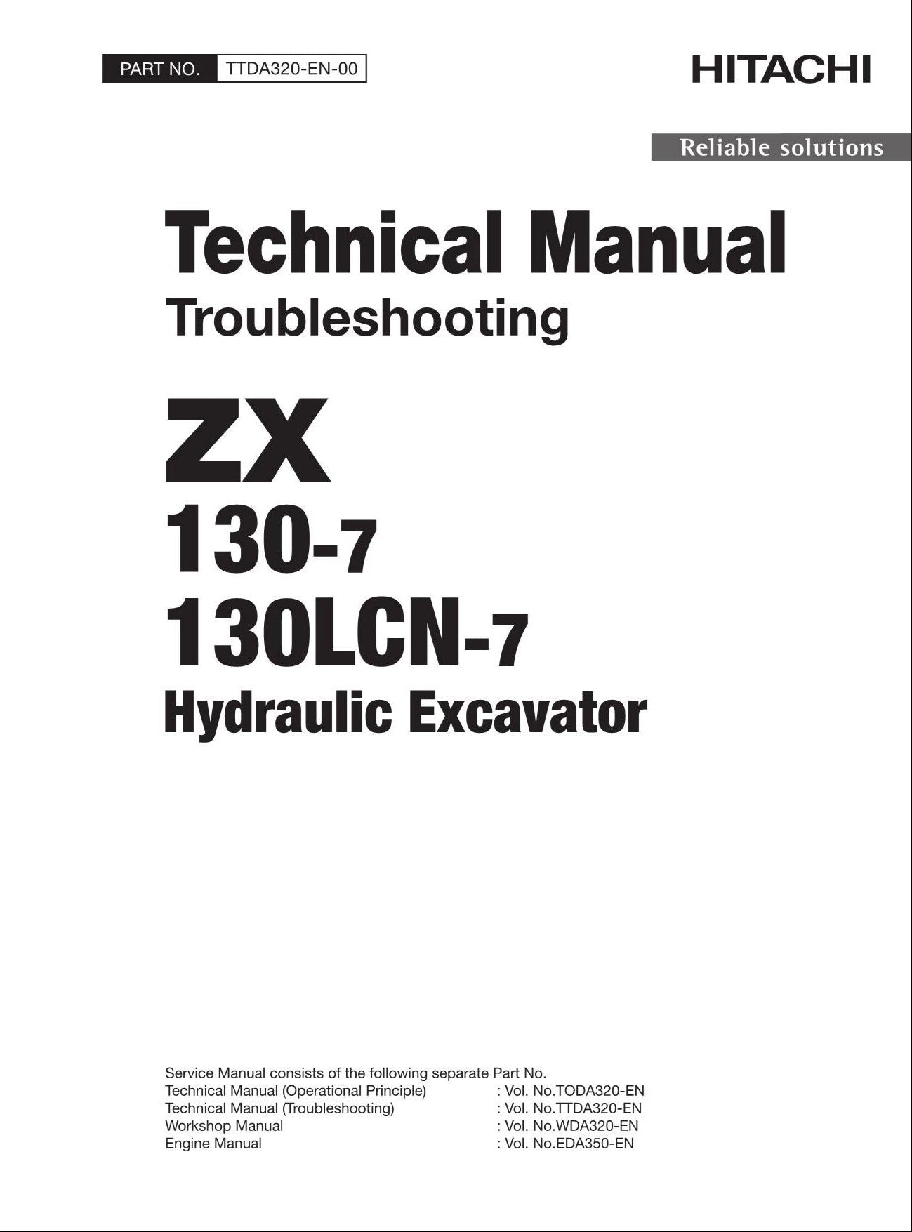 HITACHI ZX130LCN-7 Excavator Troubleshooting Ocean +Schematic Technical Manual