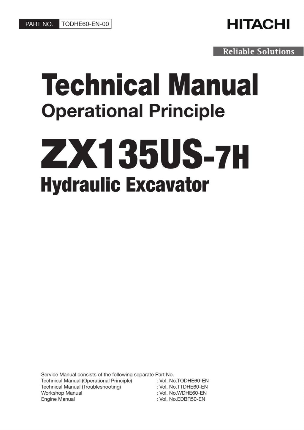 HITACHI ZAXIS ZX135US-7H Excavator Operational Principle Technical Manual