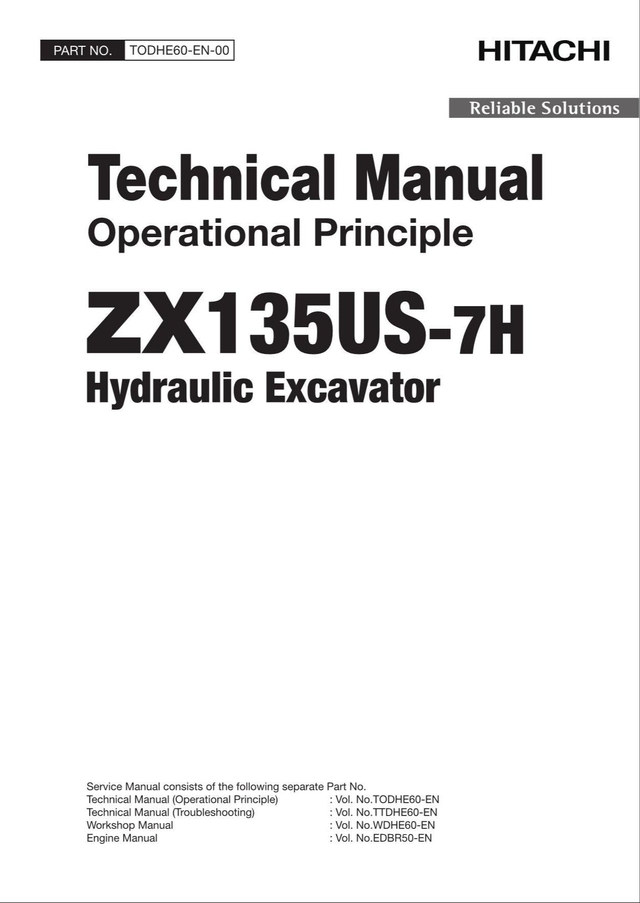 HITACHI ZAXIS ZX135US-7H Excavator Operational Principle Technical Manual