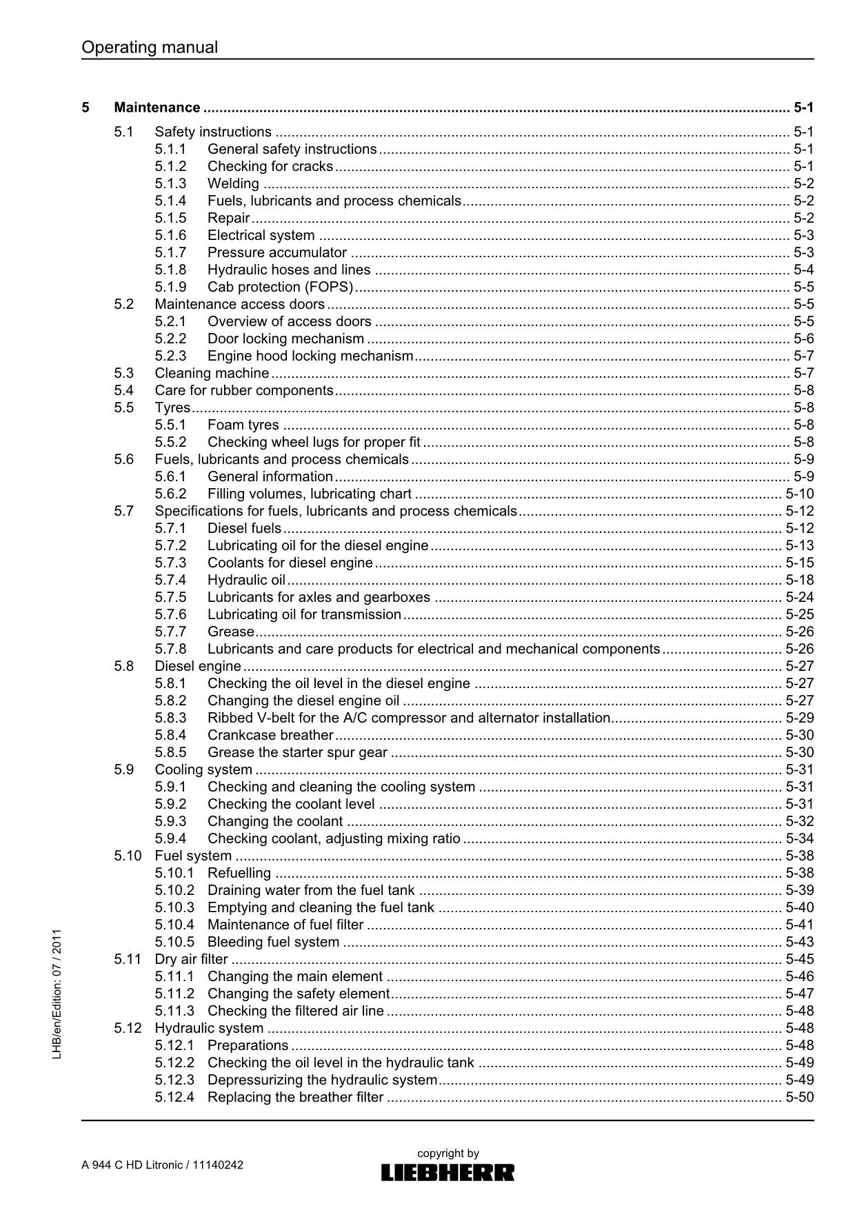 Liebherr A944 C HD Litronic EXCAVATOR LOGGING MACHINE Operators manual