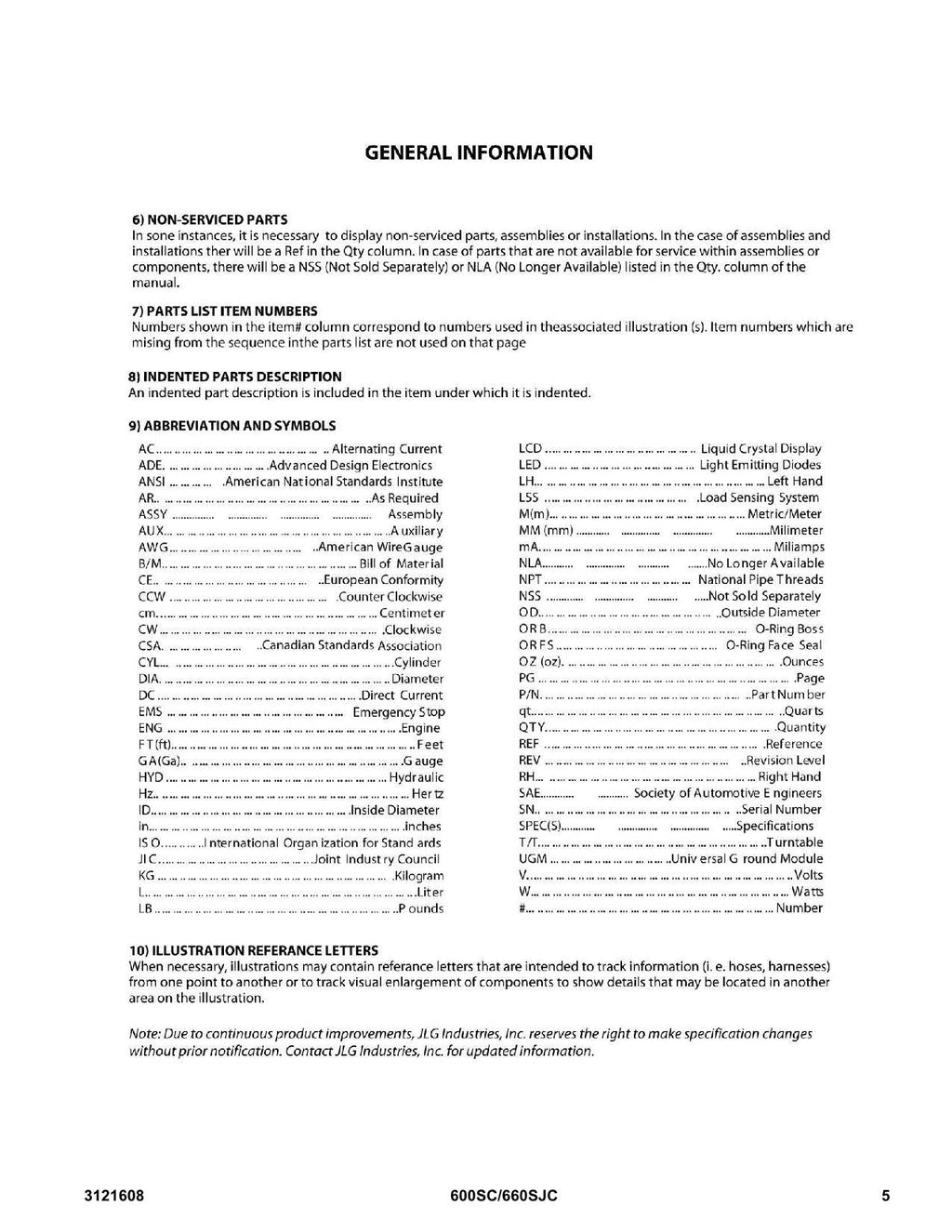 Manual del catálogo de piezas del elevador de pluma JLG 600SC 660SJC