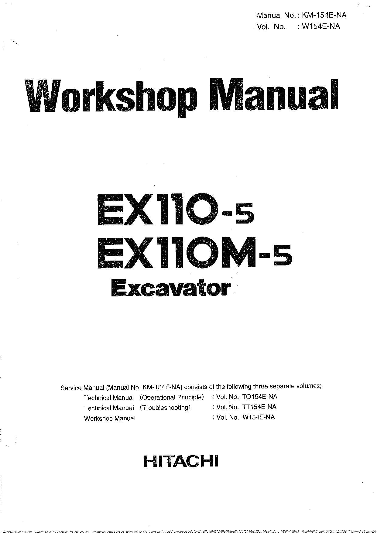 Manual de servicio del taller de la excavadora HITACHI EX110-5 EX110M-5