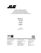 JLG 10VP 15VP 20VP Vertical Mast Parts Catalog Manual Prior to 0130001577