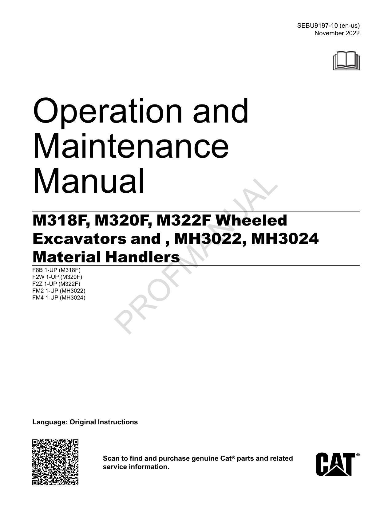 Caterpillar MH3022 MH3024 Material Hlers Operators Maintenance Manual