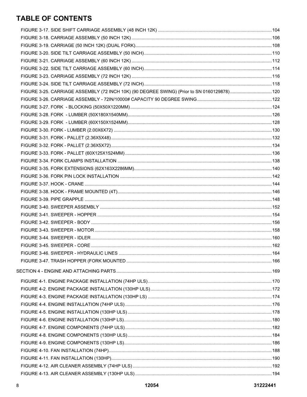 SKYTRAK 12054 Telehandler Parts Catalog Manual 31222441