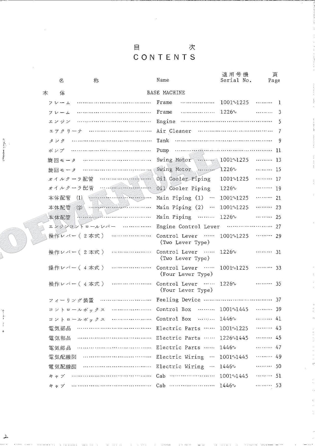 HITACHI UH04M-5 Excavator Parts Catalog Manual