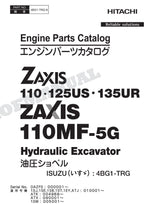 HITACHI ZX110 ZX125US ZX135UR ZX110MF-5G Ser ISUZU Engine Parts Catalog Manual
