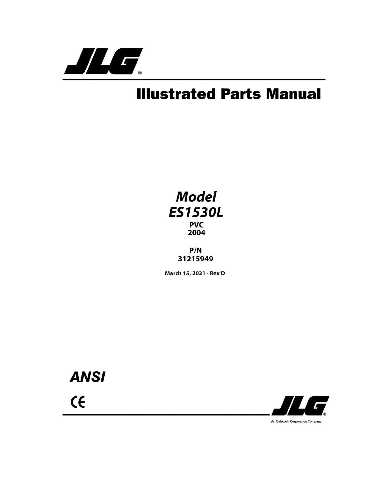 Manual del catálogo de piezas del elevador de tijera JLG ES1530L 31215949