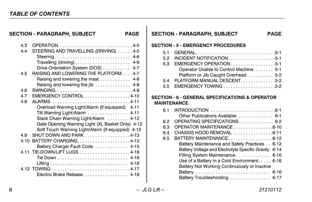 TOUCAN 20E 8E Vertical Lift Maintenance Operation Operators Manual 31210112