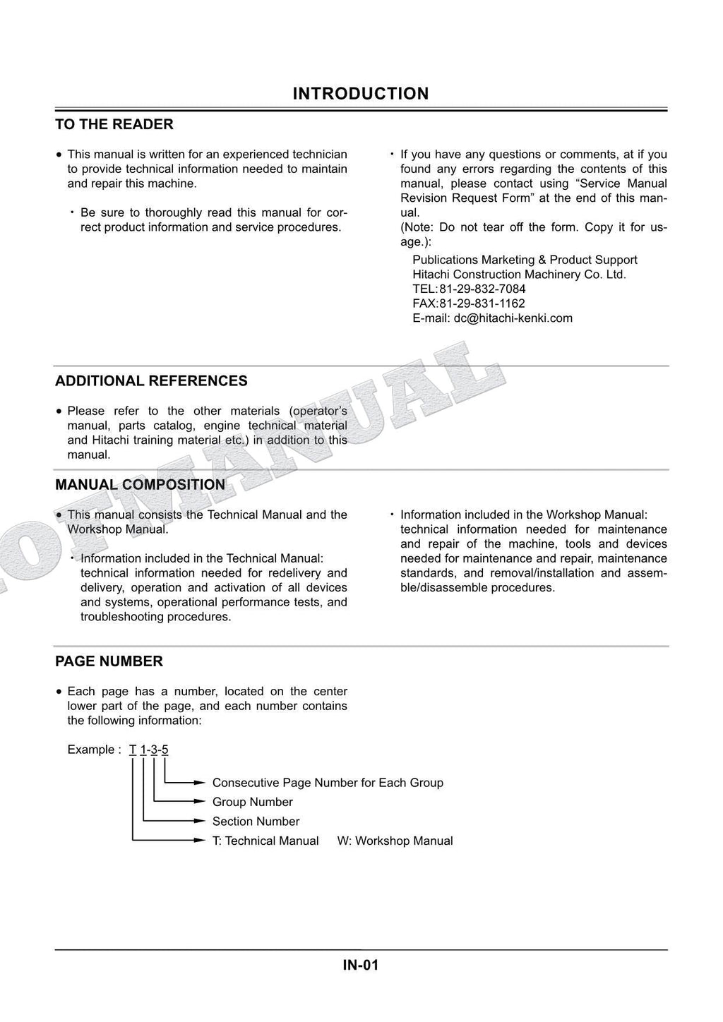 HITACHI ZX75US-3 - 135US-3 Telescopic Clamshell Excavator Workshop Manual