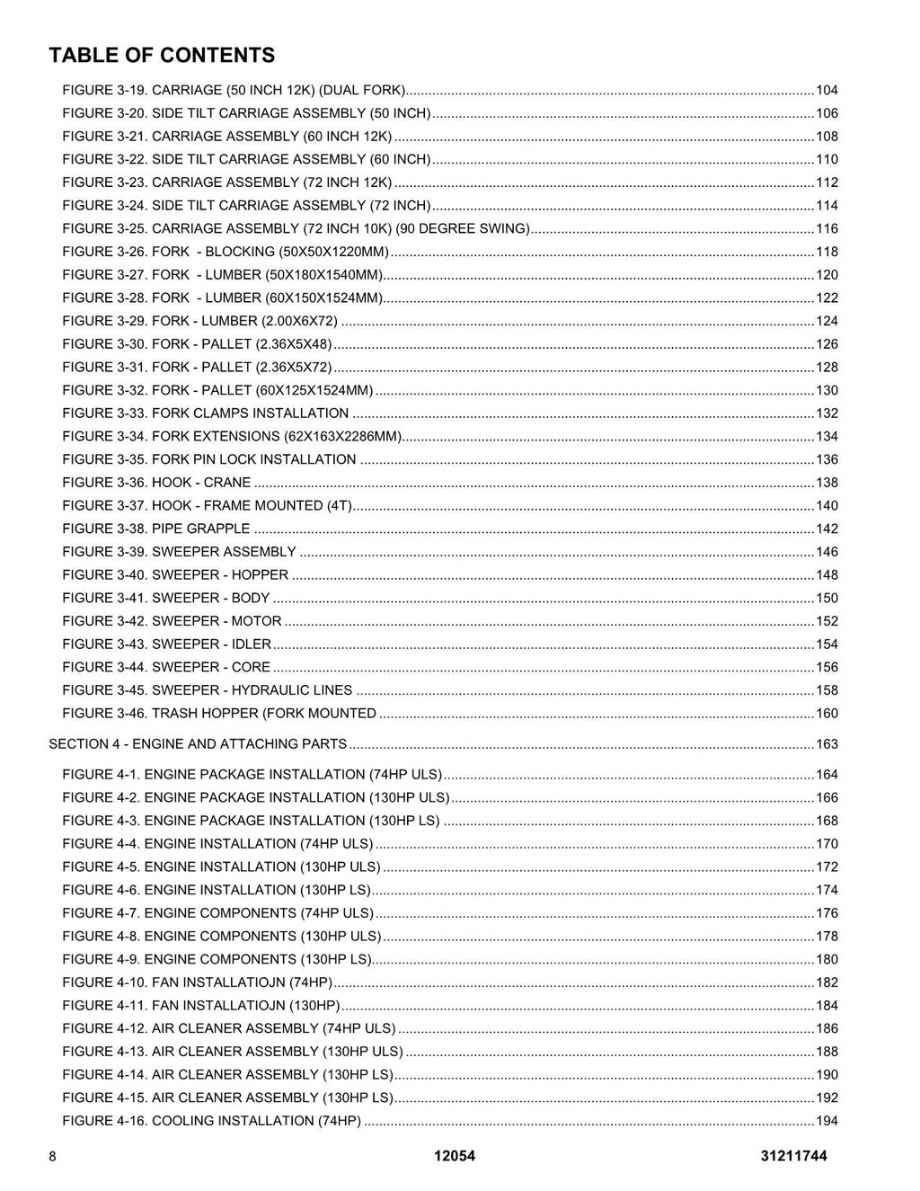 SKYTRAK 12054 Telehandler Parts Catalog Manual 31211744