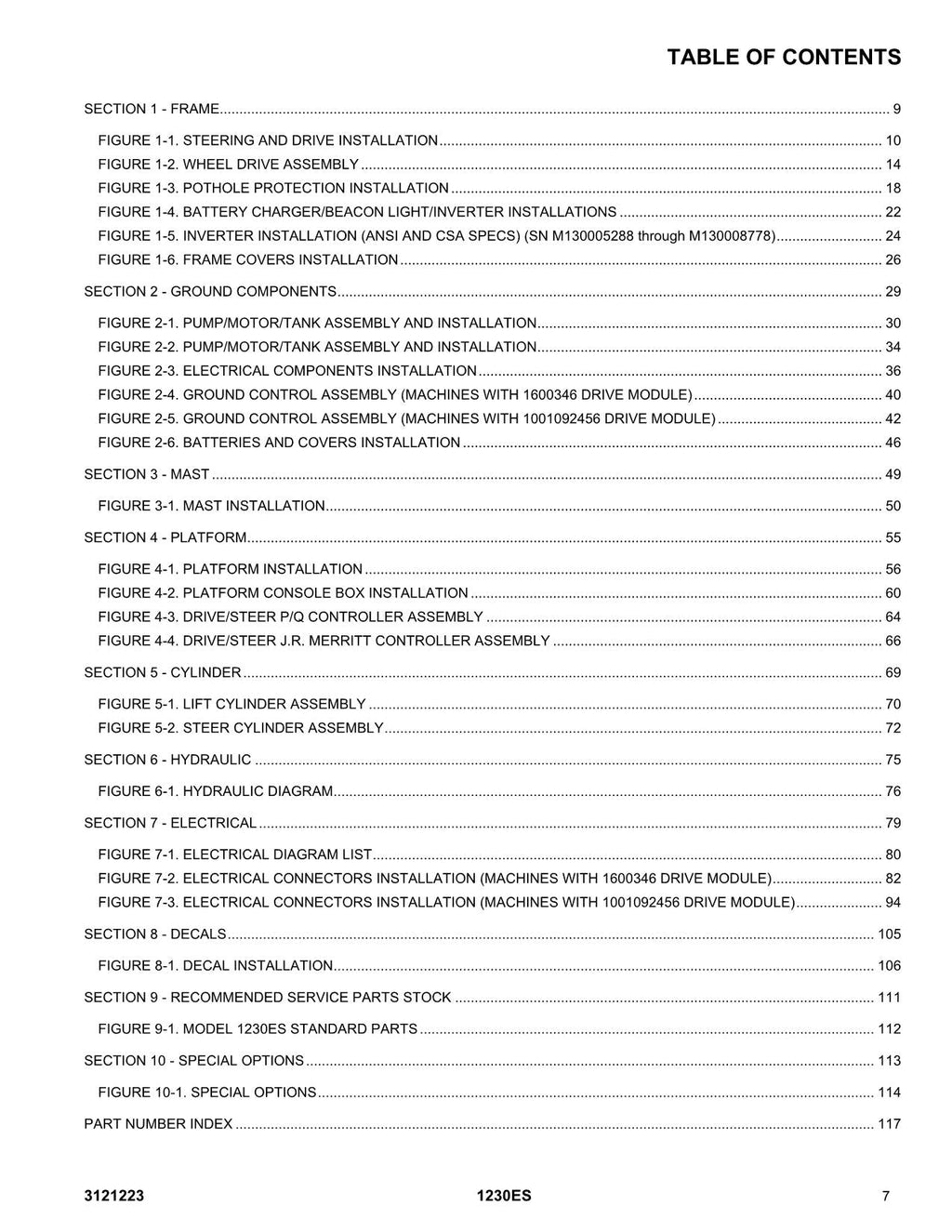 JLG 1230ES Vertical Mast Parts Catalog Manual 3121223