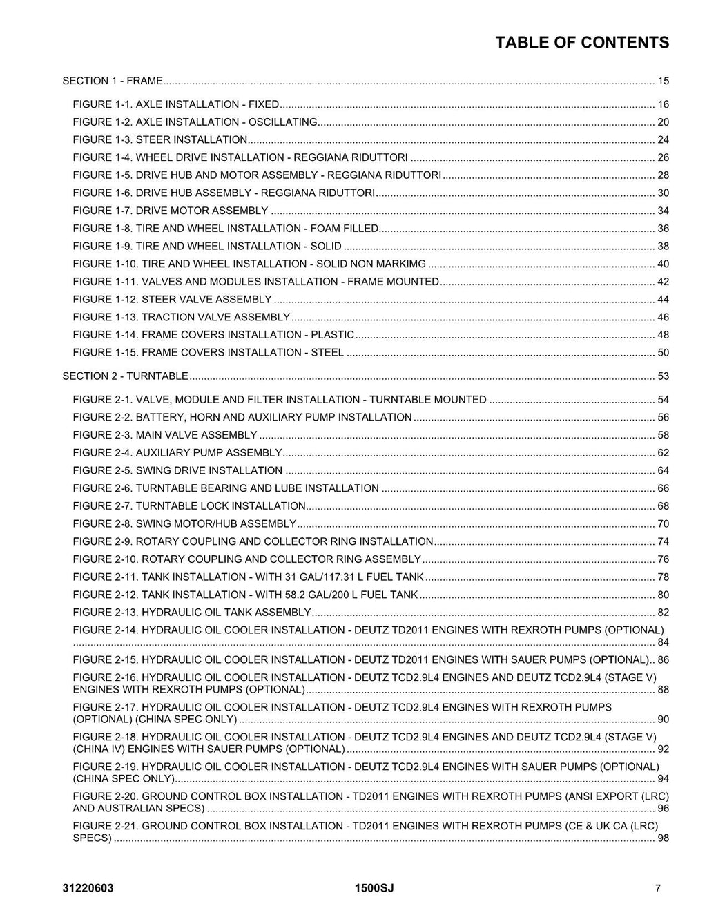 JLG 1500SJ Boom Lift Parts Catalog Manual 31220603