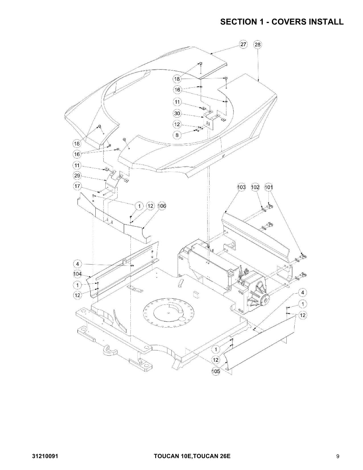 TOUCAN 10E 26E Vertical Lift Parts Catalog Manual 31210091 Multi language