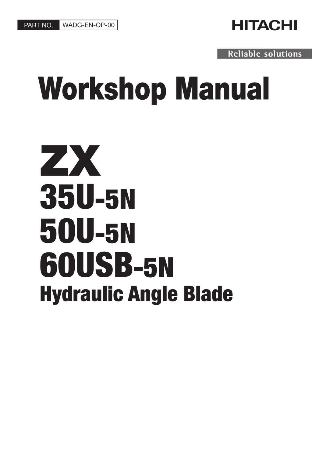 Hitachi ZX35U-5NZX50U-5NZX60USB-5N Angle Blade Service manual WADG-EN-OP-00