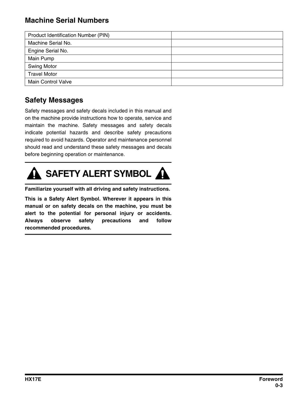 Hyundai HX17E CRAWLER EXCAVATOR Operators Maintenance Manual