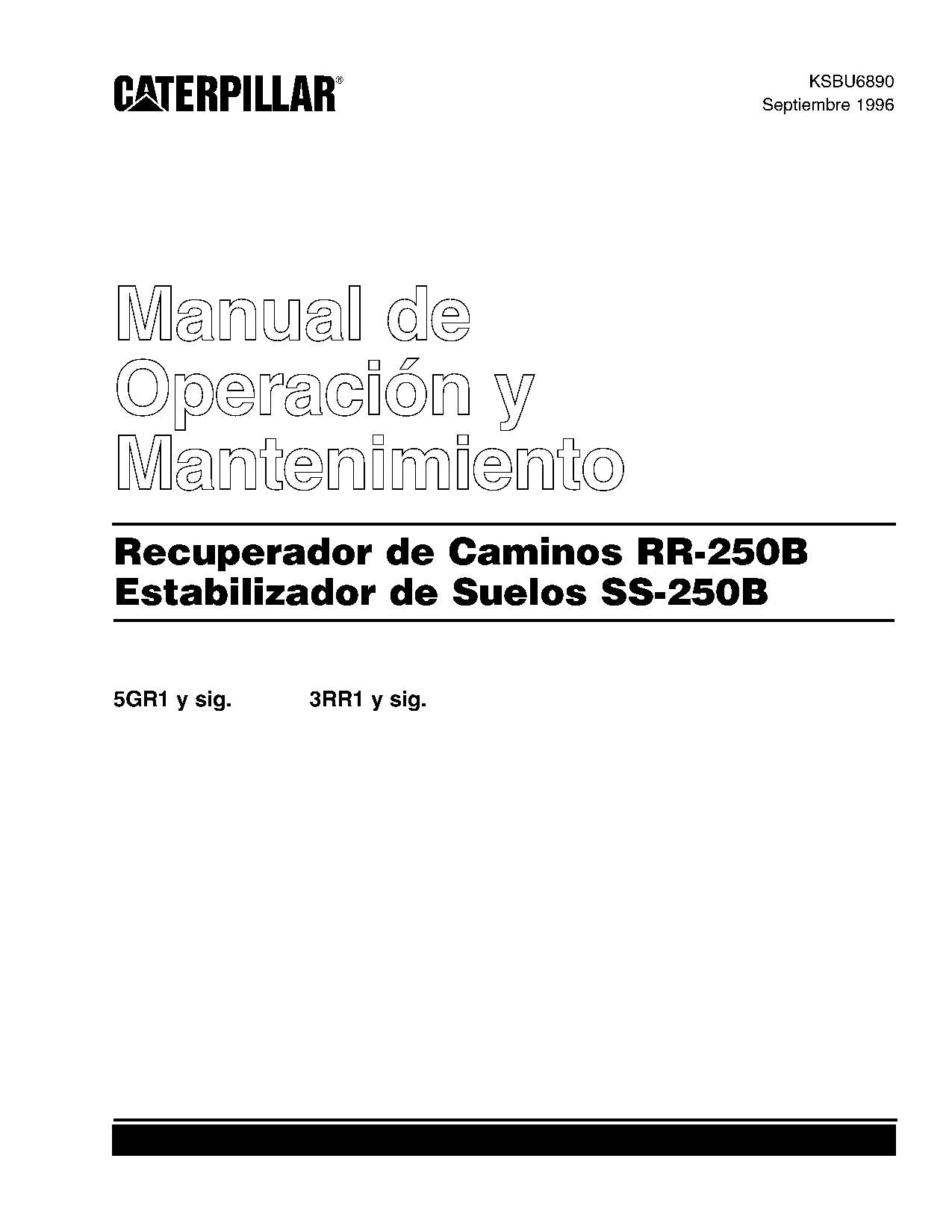Caterpillar RR 250BSS 250B Mezclador giratorio Manual de Operación Español