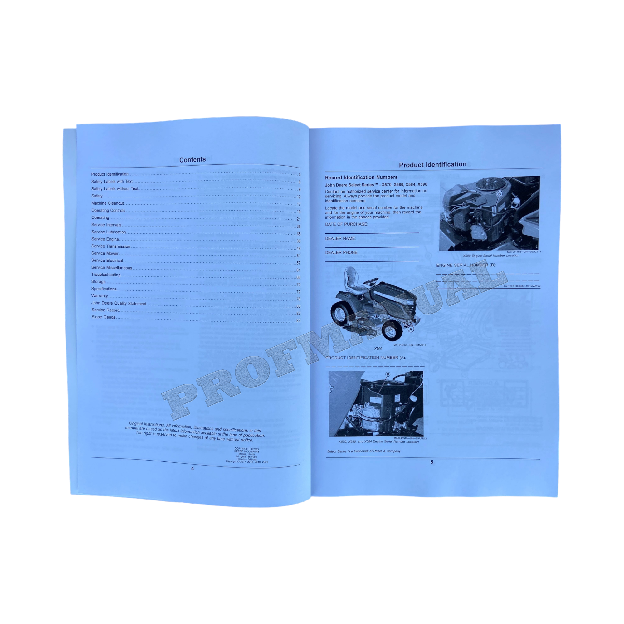 MANUAL DEL OPERADOR DEL TRACTOR JOHN DEERE X570 X580 X584 X590 + ¡BONIFICACIÓN!