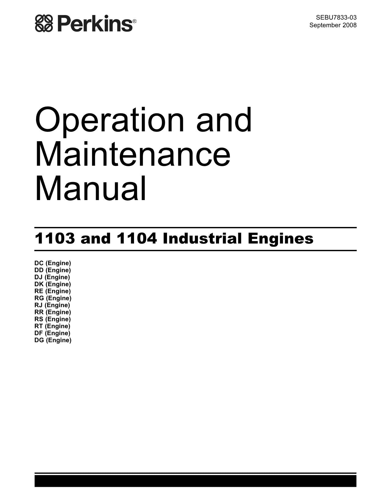Hyundai PERKINS 1104C ENGINE Operation Manual