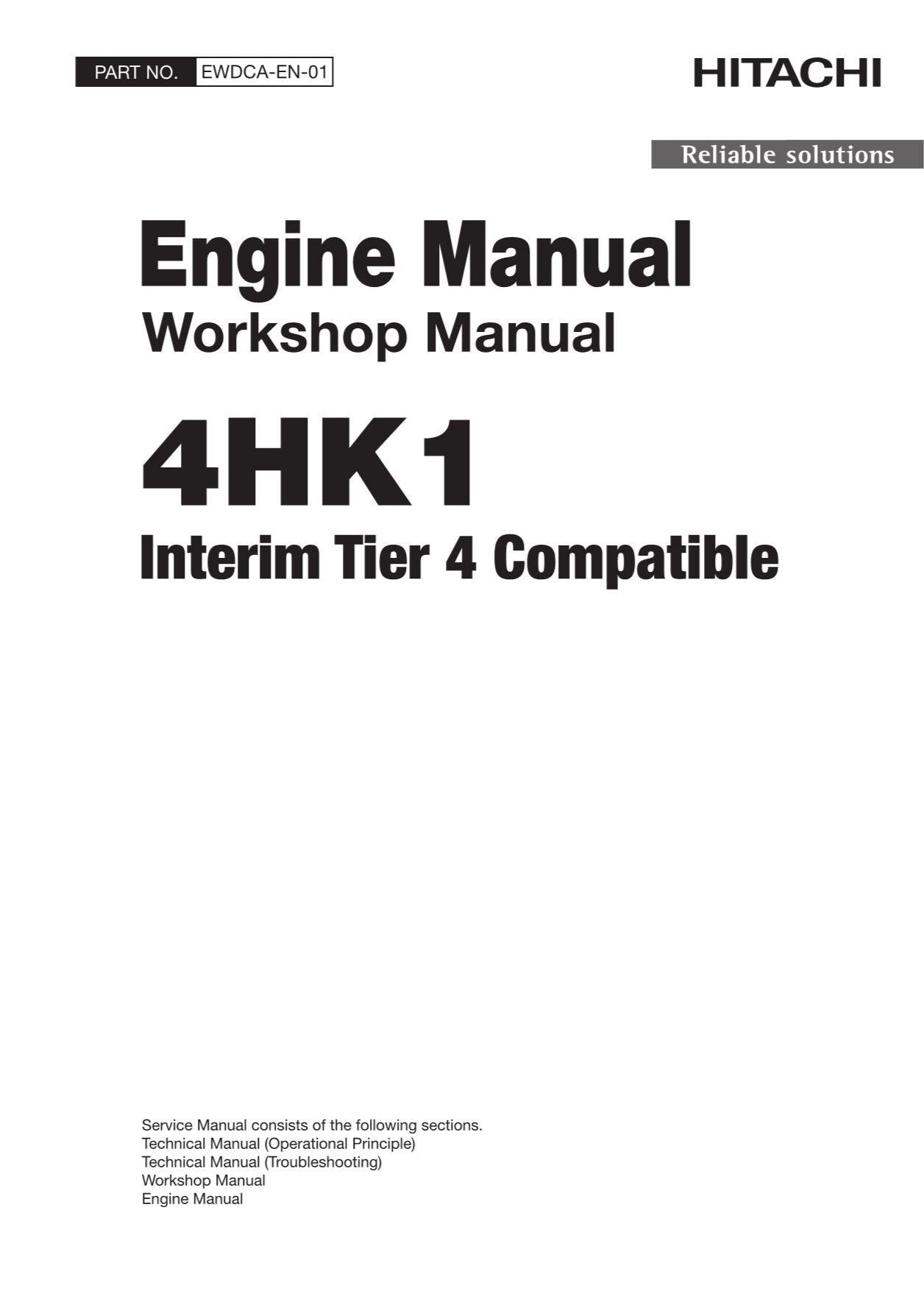 Manual de reparación del motor del taller Hitachi 4HK1 Tier 4 provisional EWDCA