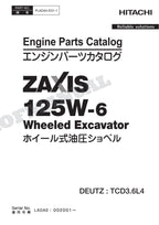 Manual del catálogo de piezas del motor HITACHI ZAXIS ZX125W-6 DEUTZ TCD3.6L4