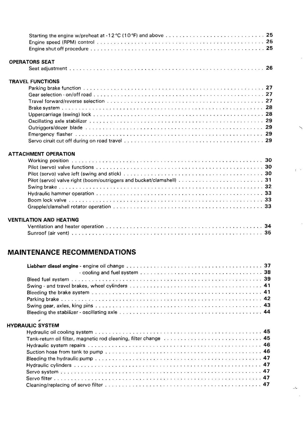 Liebherr A902 Speeder Excavator Operators manual