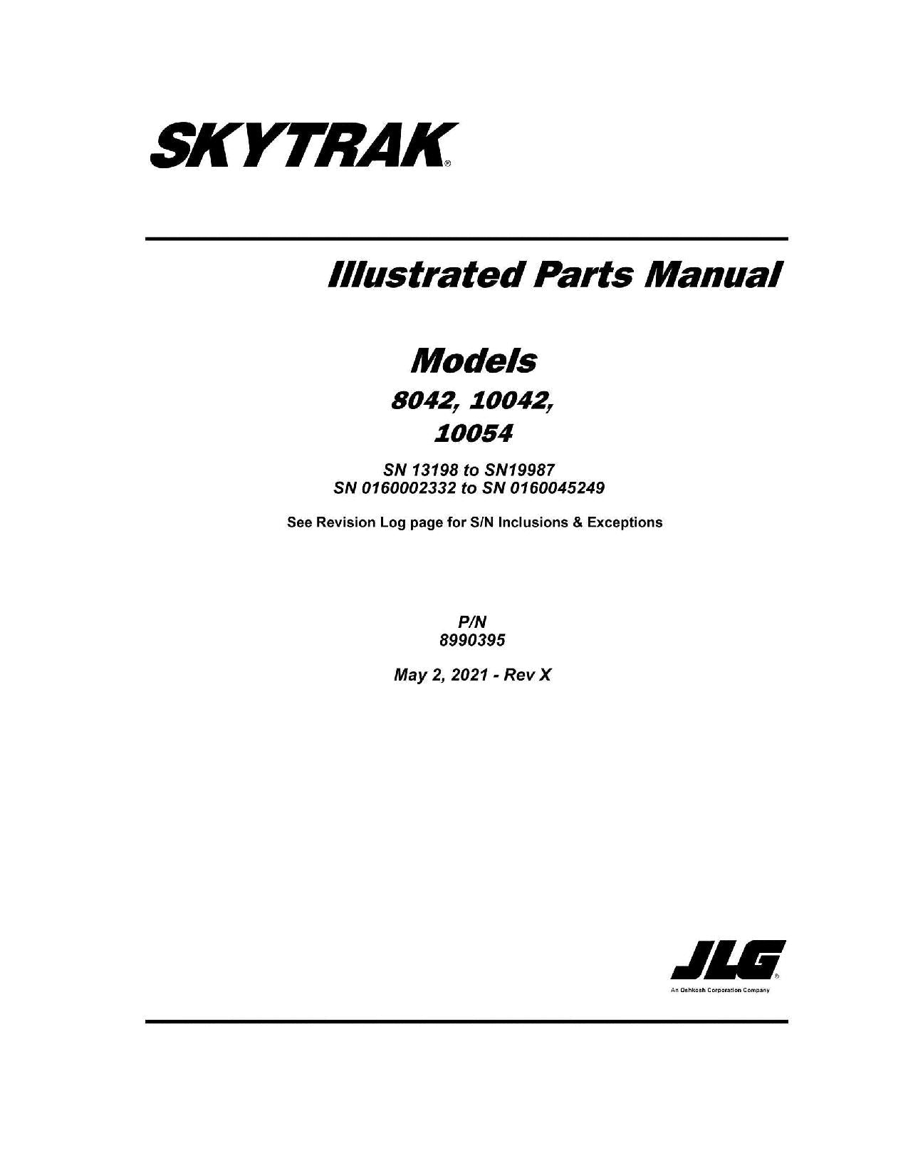 SKYTRAK 10042 10054 8042 Telehandler Parts Catalog Manual 8990395