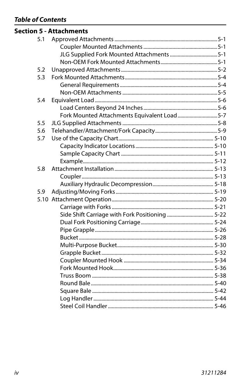 Manual del operador de mantenimiento del manipulador telescópico JLG 1644 1732 7013H 8010H 31211284
