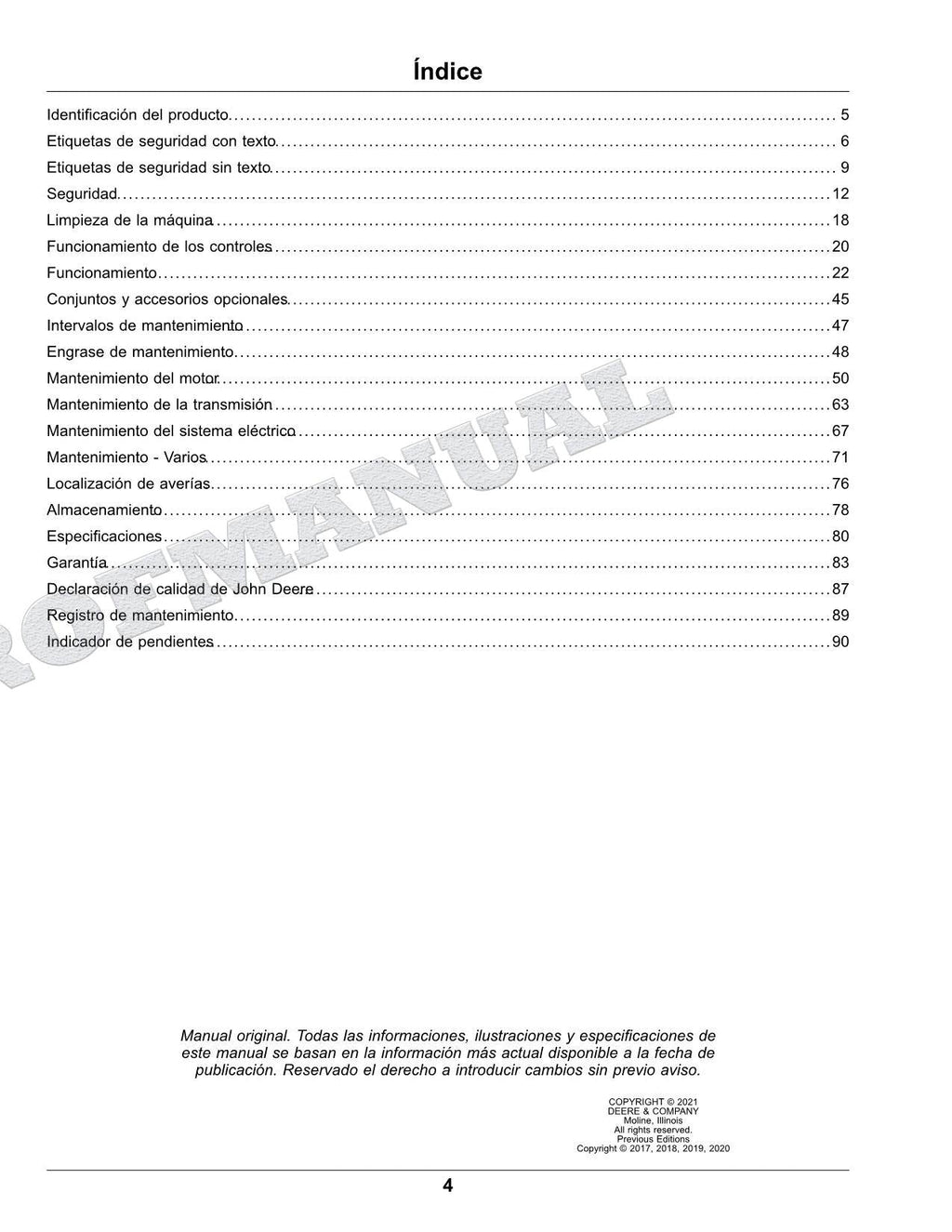 John Deere X750 X754 X758 Tractor Manual del Operador Español SN 100001-