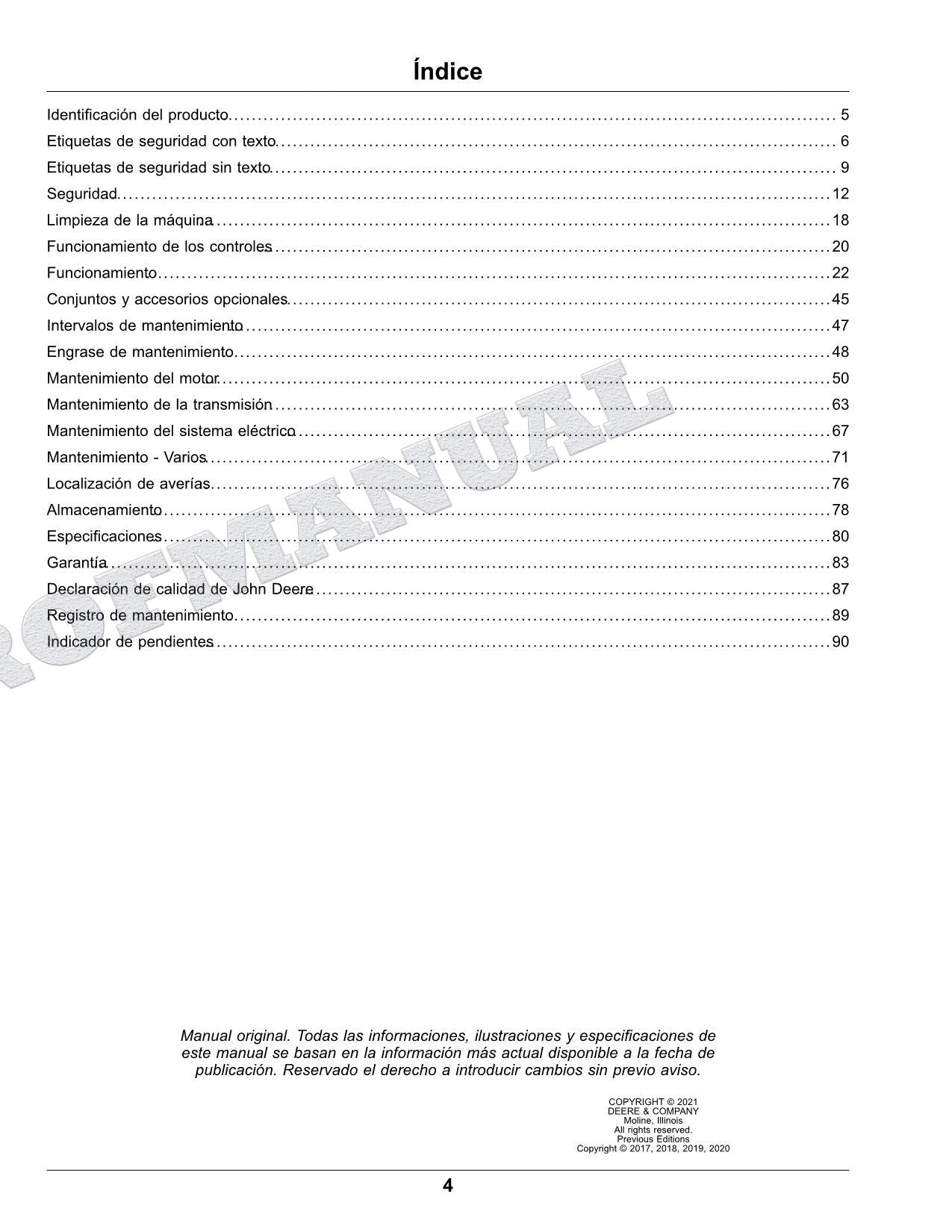John Deere X750 X754 X758 Tractor Manual del Operador Español SN 100001-
