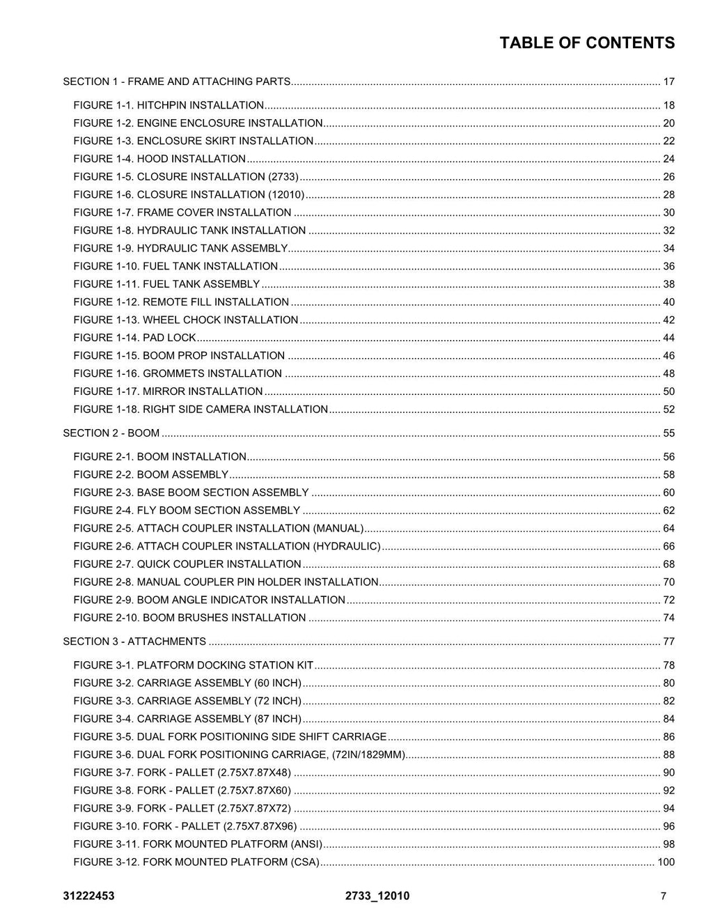 JLG 12010 2733 Telehandler Parts Catalog Manual