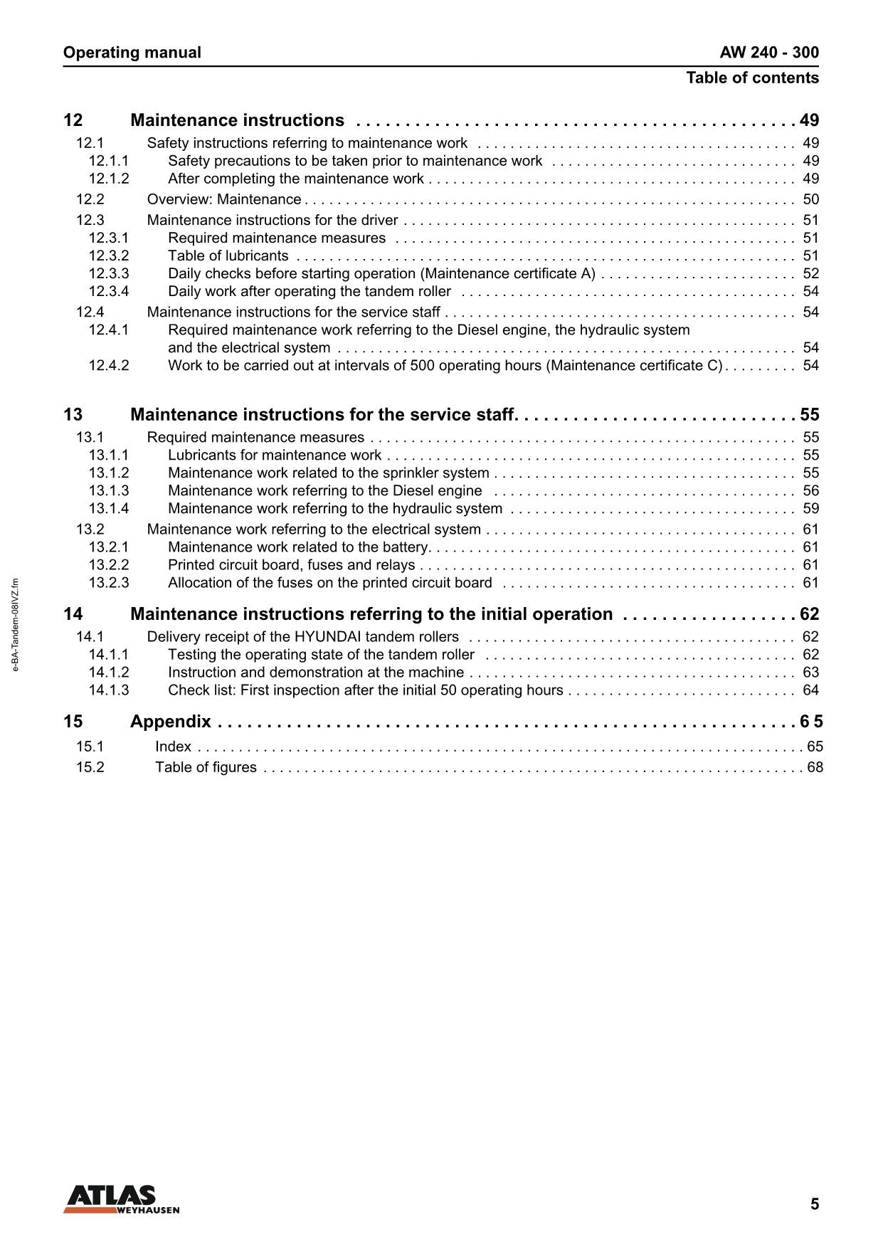Hyundai HR25 30T-9 ROAD ROLLER Operators Maintenance Manual
