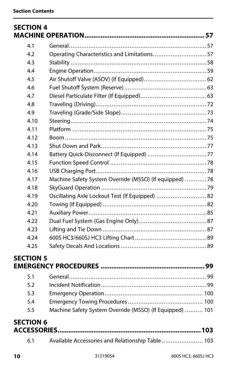 JLG 600S HC3 660SJ HC3 Boom Lift Maintenance Operation Operators Manual 31219054