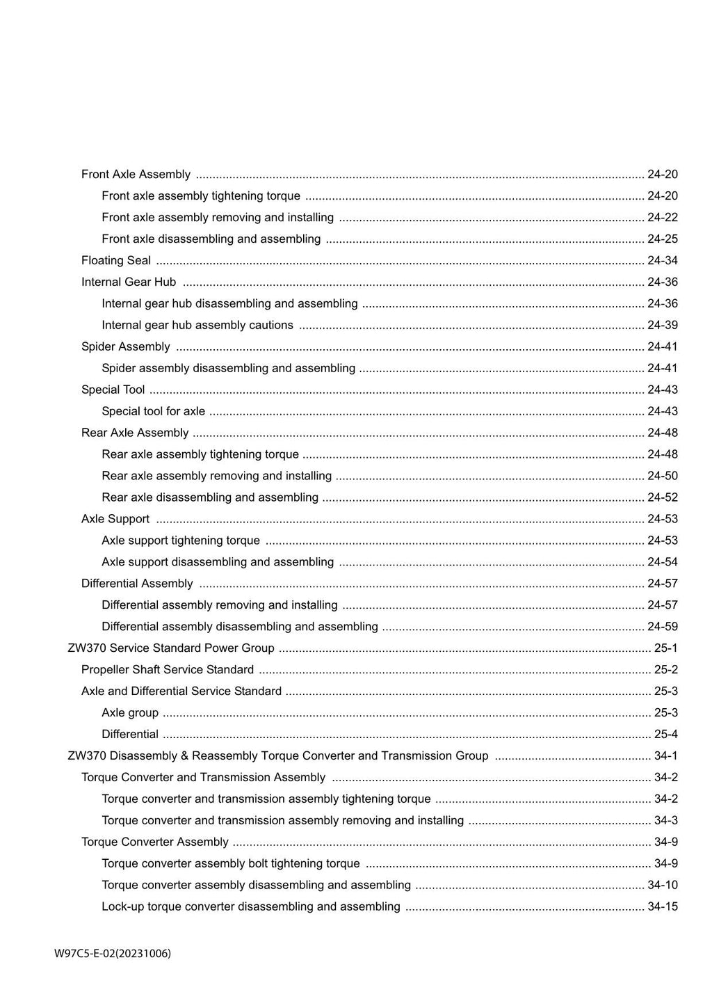 Hitachi ZW370 Wheel Loader Workshop Manual