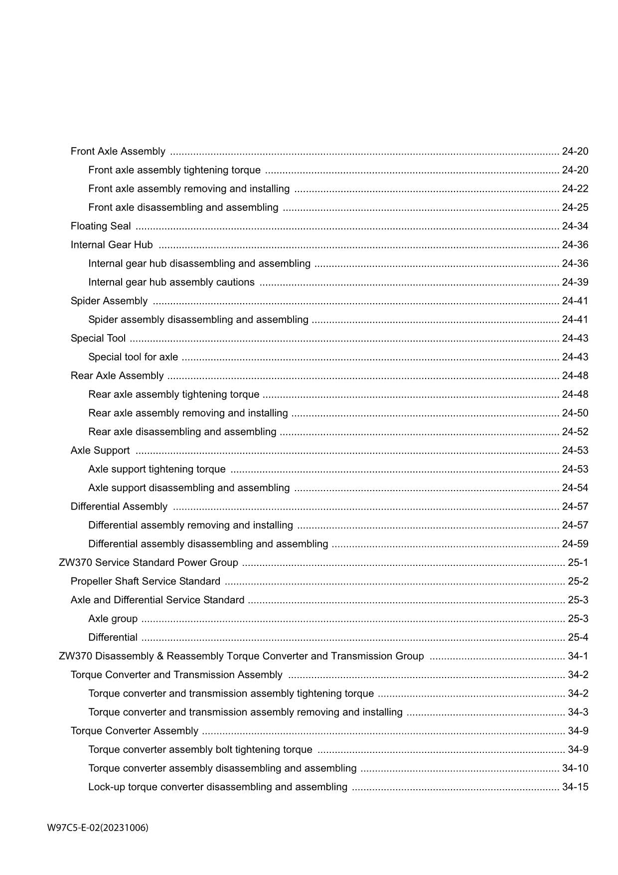 Hitachi ZW370 Wheel Loader Workshop Manual