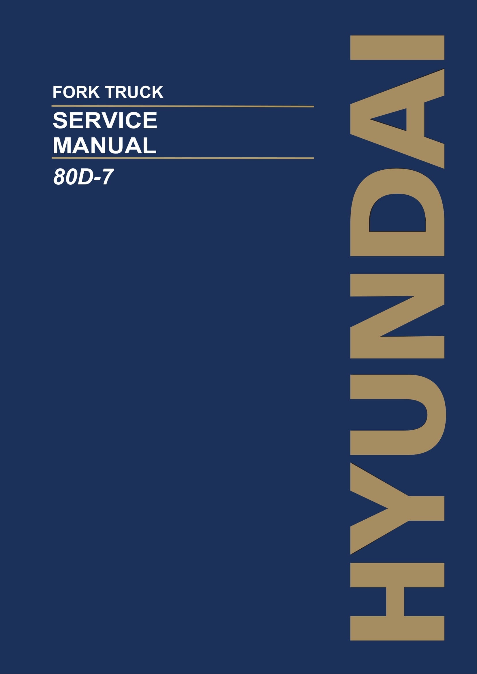 Hyundai 80D-7 Forklift Service Paper Manual