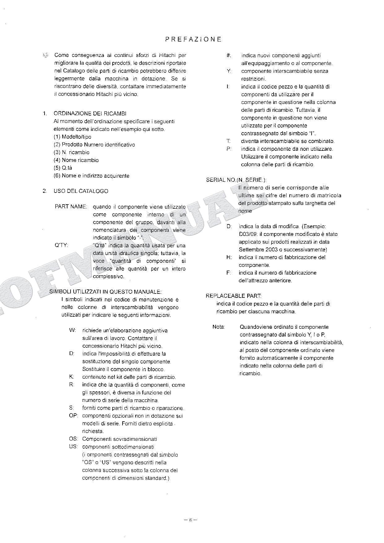HITACHI ZX120 120-E 130 130H 130K 130LCN Equip Excavator Parts Catalog Manual