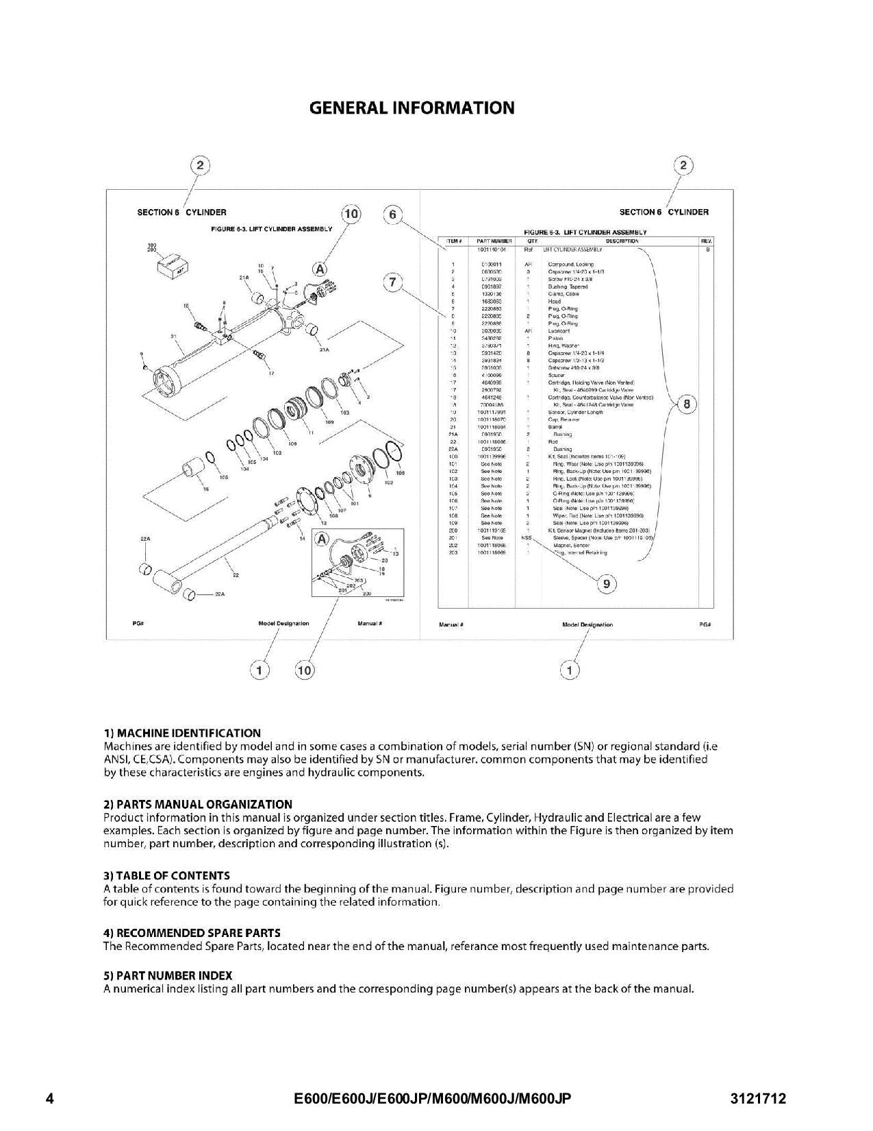 Catálogo de piezas del elevador de pluma JLG E600 E600J E600JP M600 M600J M600JP Manual 3121712