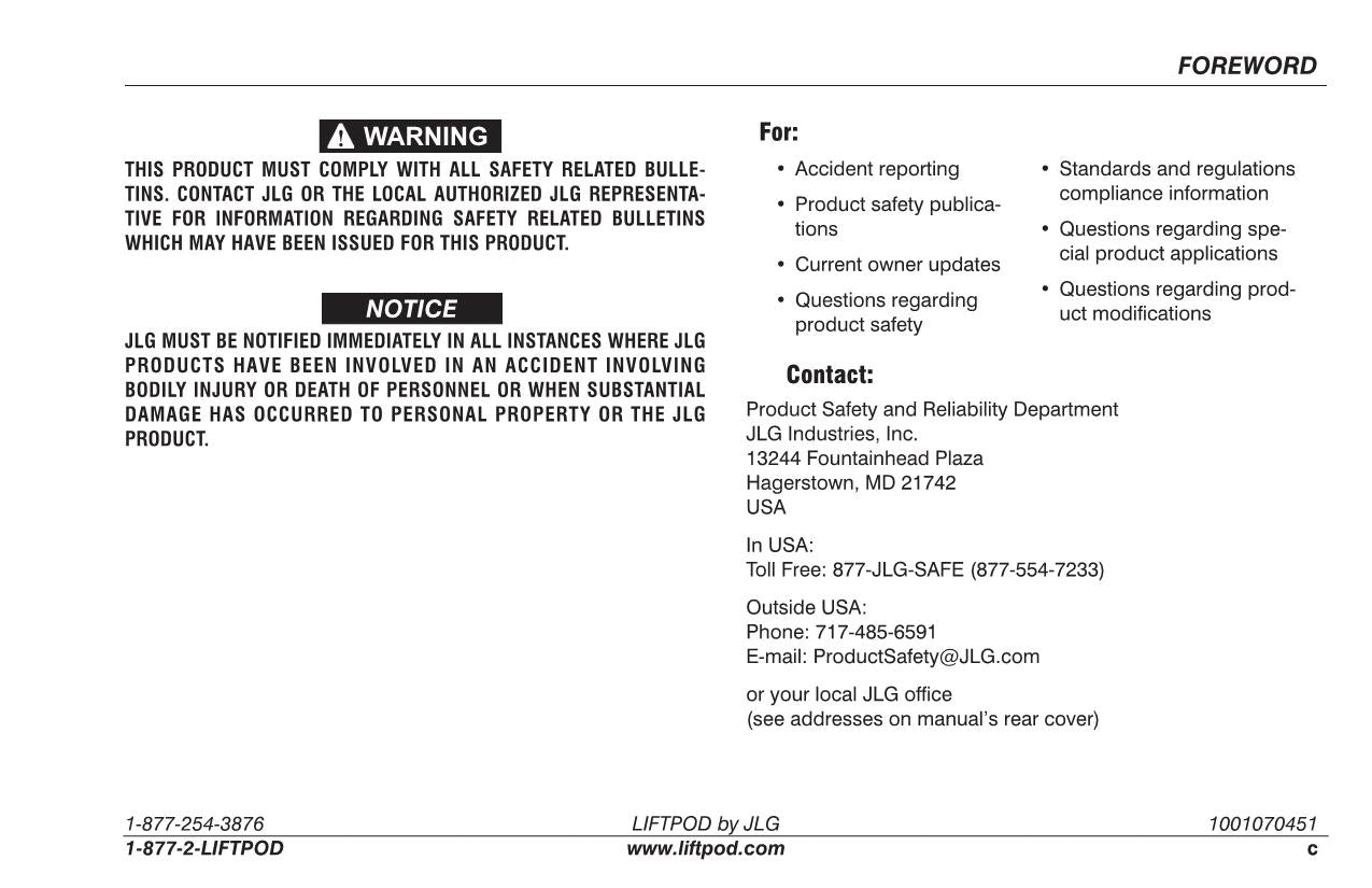 Manual de servicio y operación de piezas del mástil vertical JLG FS60 FS80