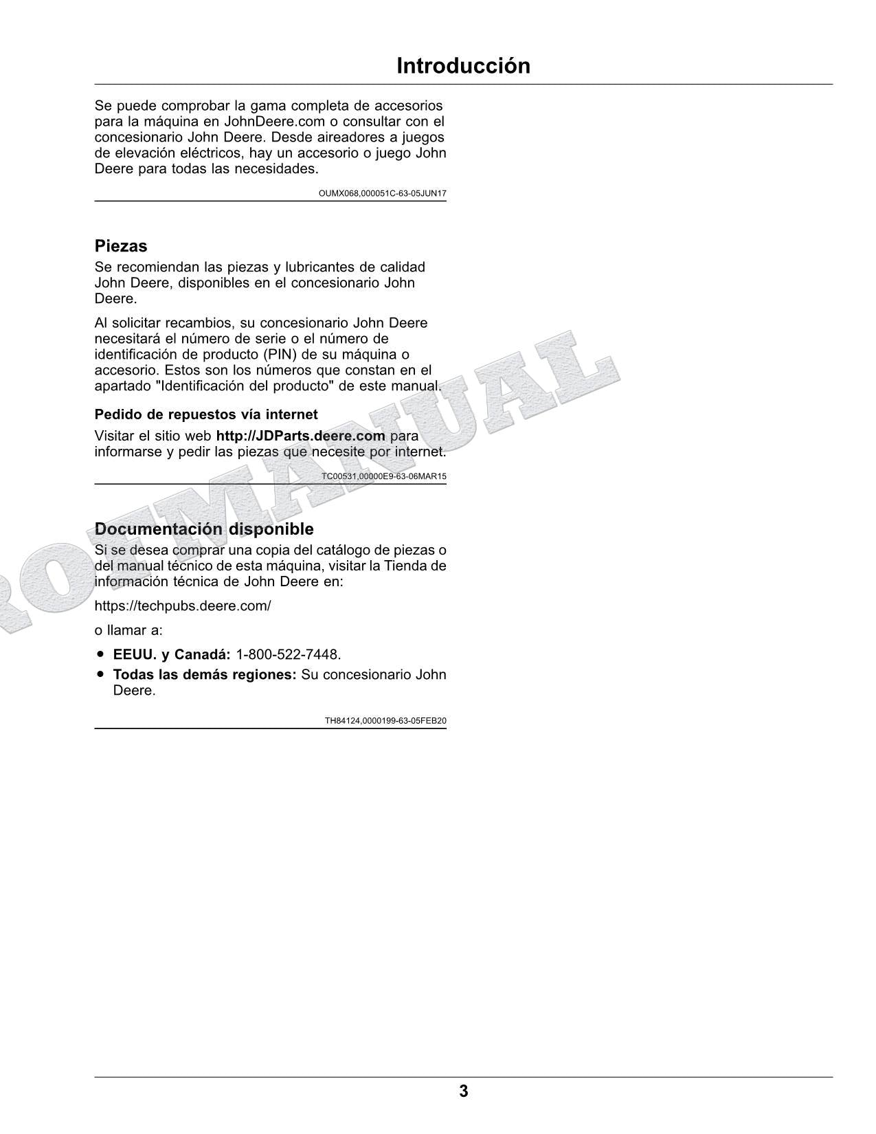 John Deere X750 X754 X758 Tractor Manual del Operador Español SN 090001-