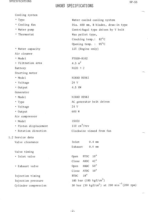 HITACHI UH083 UH083LC EXCAVATOR SERVICE MANUAL