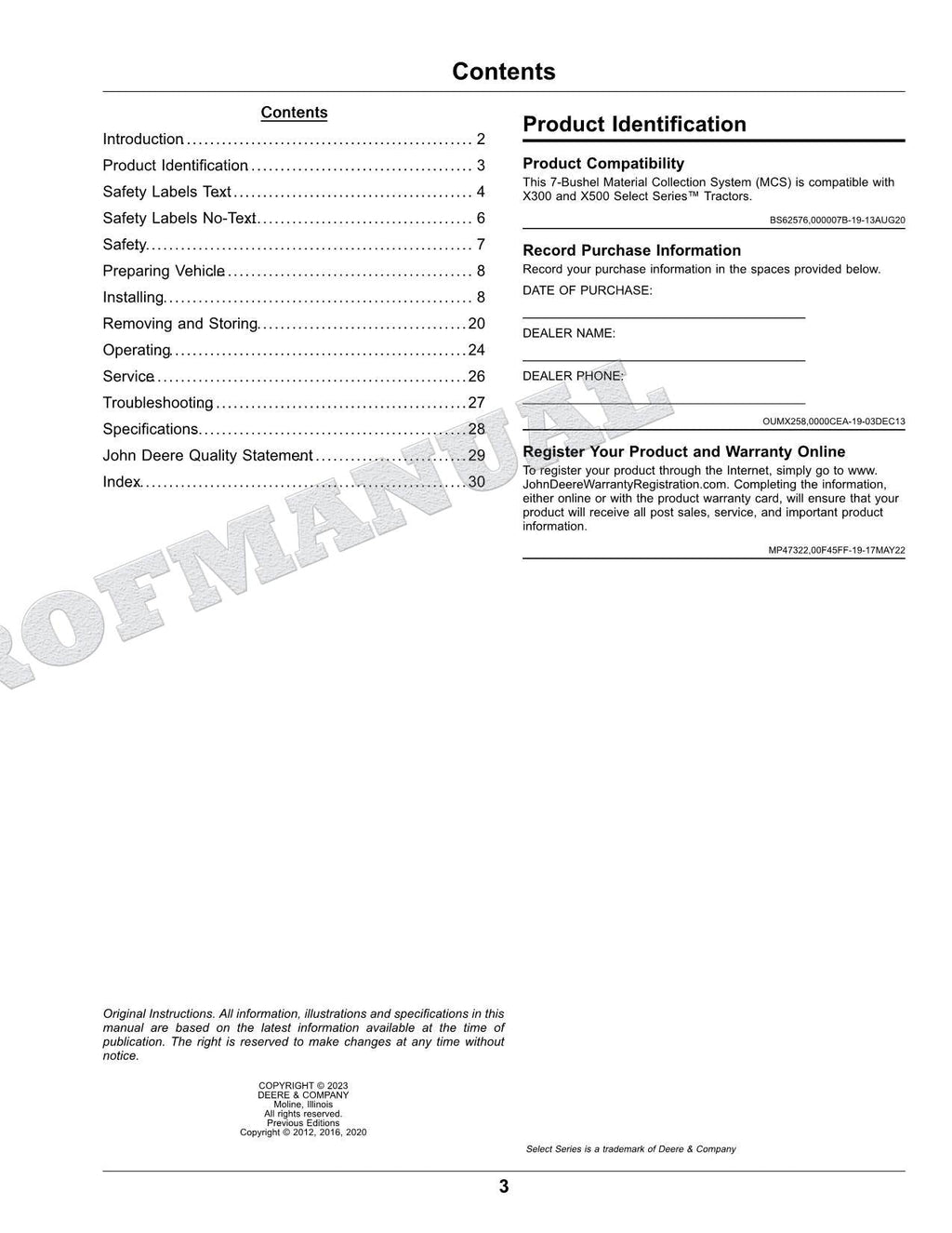 John Deere X330 X584 X390 X380 X370 Tractor Manual del Operador Español
