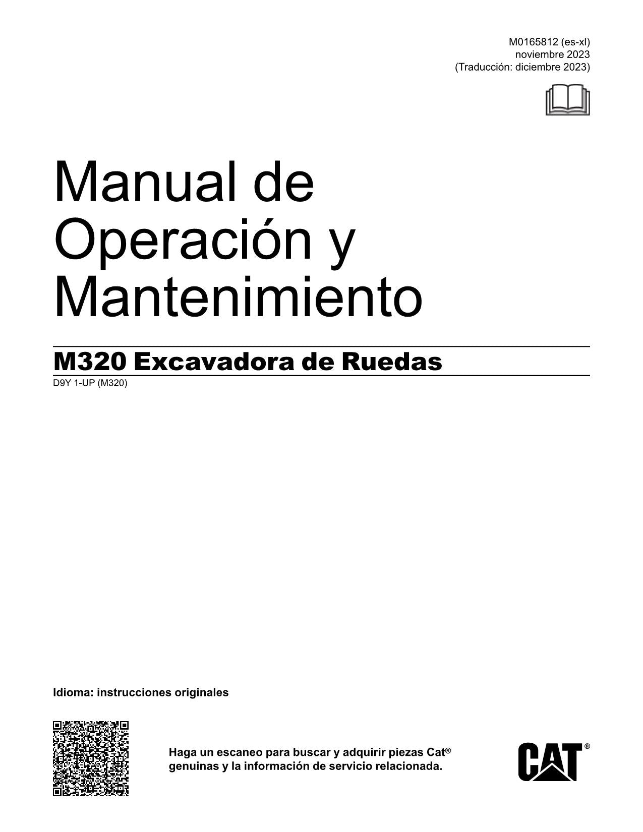Caterpillar M320 Excavadora Manual de Operación y Mantenimiento D9Y1-up Español